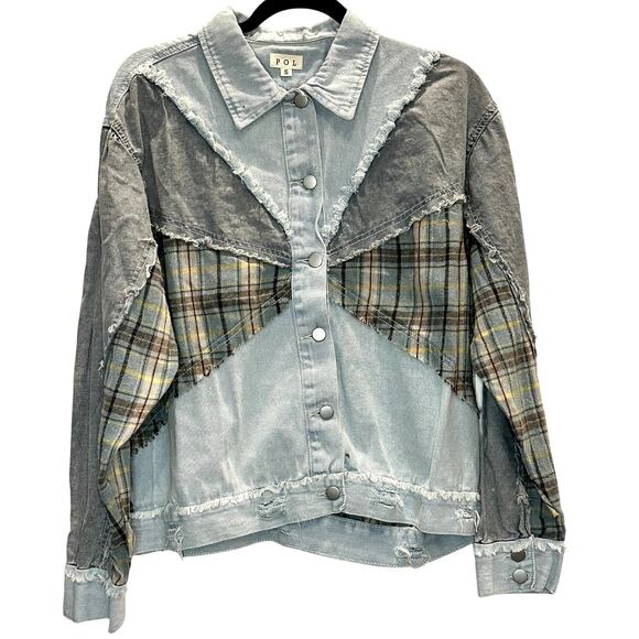 POL – Patchwork Denim Plaid Jacket – Size S - Picture 1 of 4